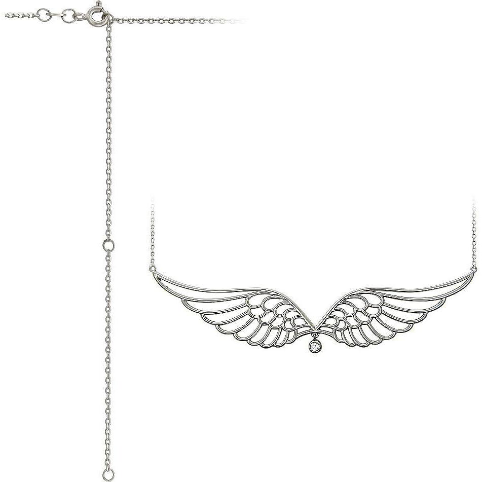 Колье Крылья с 1 фианитом из серебра (арт. 835813)