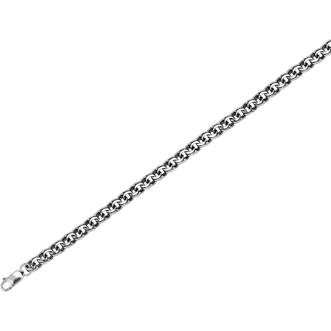 Цепочка плетения "Бисмарк" из чернёного серебра (арт. 839722)