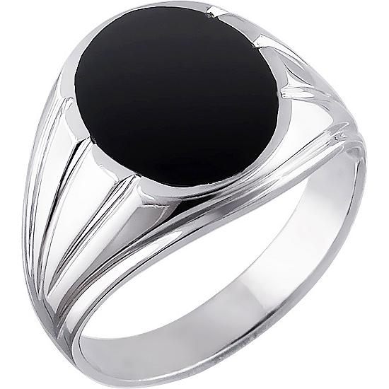 Кольцо с 1 ониксом из серебра (арт. 842635)