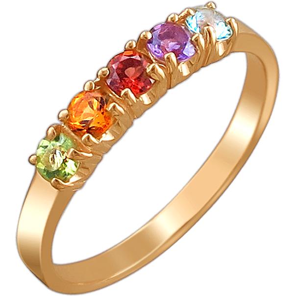 Кольцо с россыпью цветных камней из красного золота (арт. 843871)