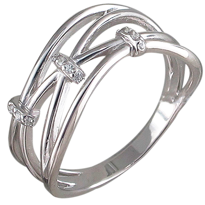 Кольцо с 12 фианитами из серебра (арт. 845459)