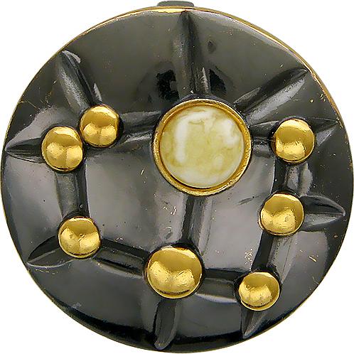 Подвеска с янтарем из чернёного серебра с позолотой (арт. 847652)