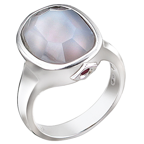 Кольцо с рубином и агатом из серебра (арт. 849612)