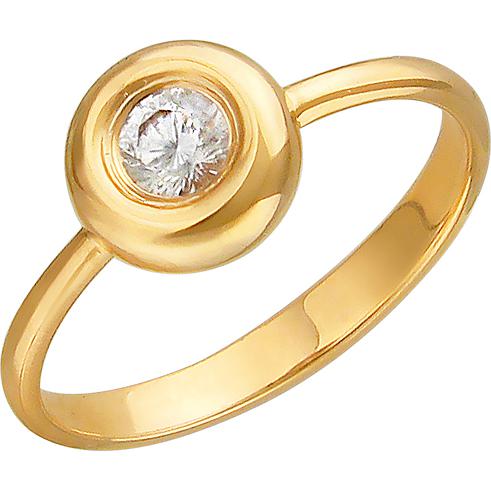 Кольцо с 1 фианитом из жёлтого золота (арт. 850449)