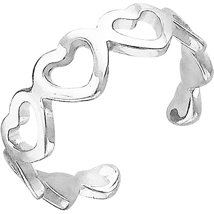 Кольцо Сердечки безразмерное из серебра (арт. 851366)