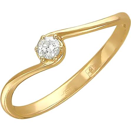 Кольцо с 1 фианитом из жёлтого золота (арт. 851575)