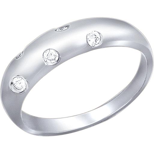 Кольцо с 5 фианитами из серебра (арт. 853036)