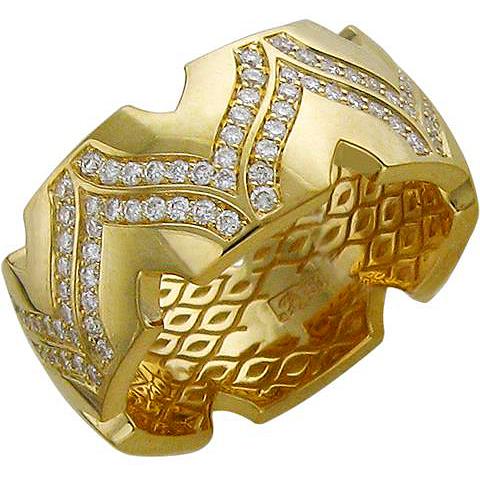 Кольцо с 156 бриллиантами из жёлтого золота 750 пробы (арт. 854237)