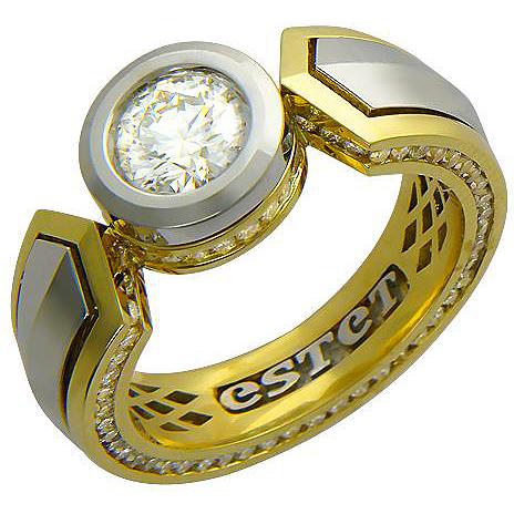 Кольцо с 115 бриллиантами из комбинированного золота 750 пробы (арт. 854529)