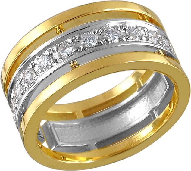 Кольцо с 11 бриллиантами из комбинированного золота (арт. 855353)