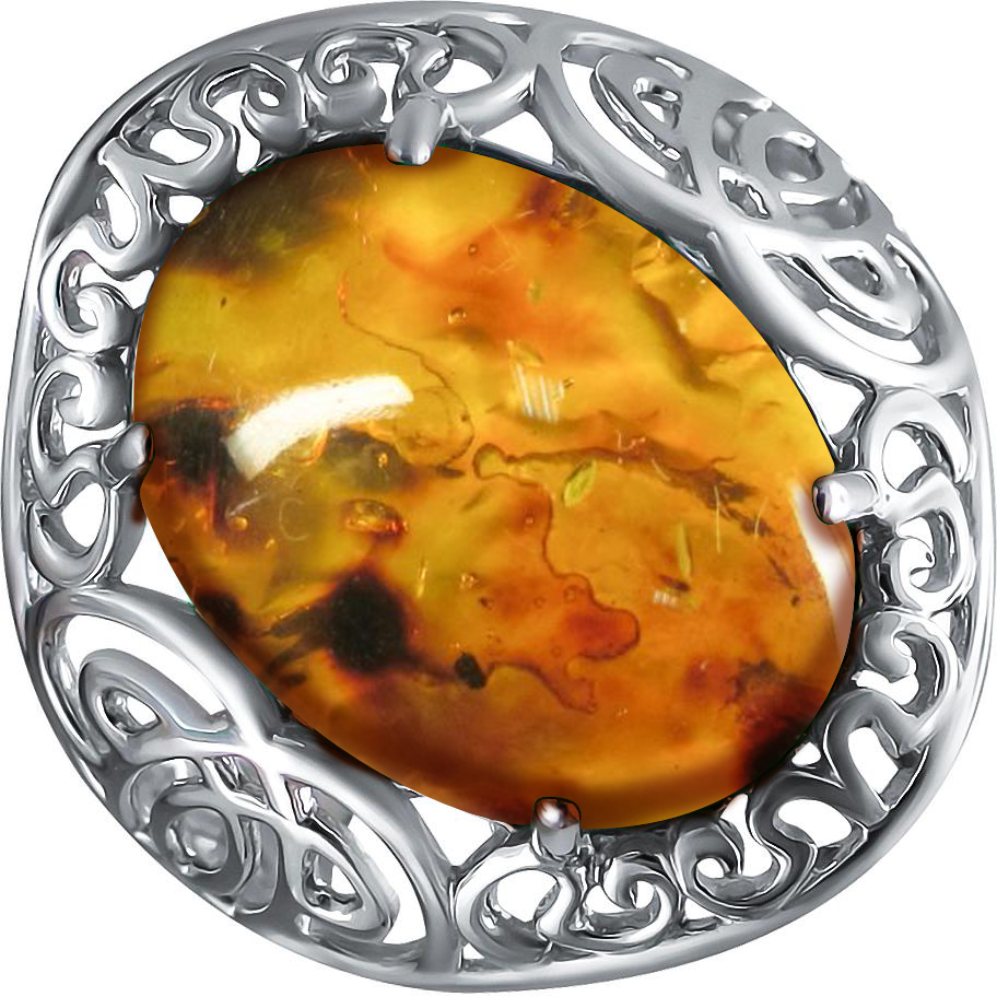 Кольцо с янтарем из серебра (арт. 859508)