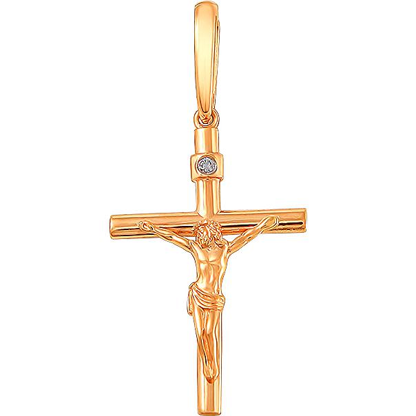 Крестик с 1 бриллиантом из красного золота (арт. 862510)