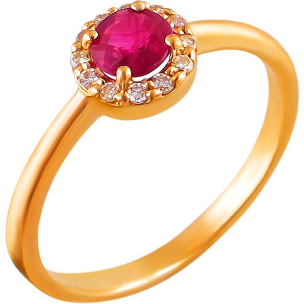 Кольцо с рубином и бриллиантами из красного золота (арт. 864310)