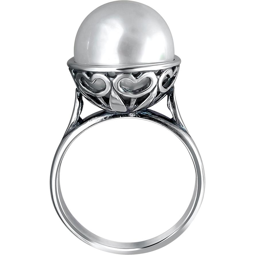 Кольцо с жемчугом из чернёного серебра (арт. 866913)
