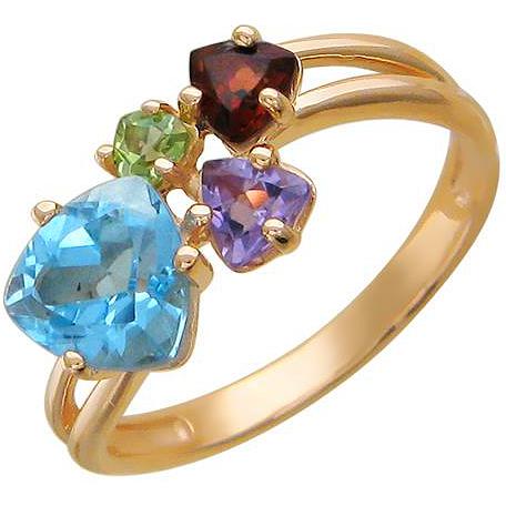 Кольцо с россыпью цветных камней из красного золота (арт. 867074)