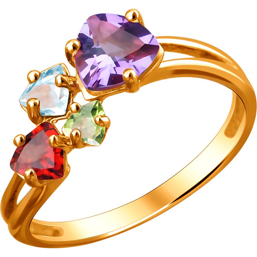 Кольцо с россыпью цветных камней из красного золота (арт. 867079)