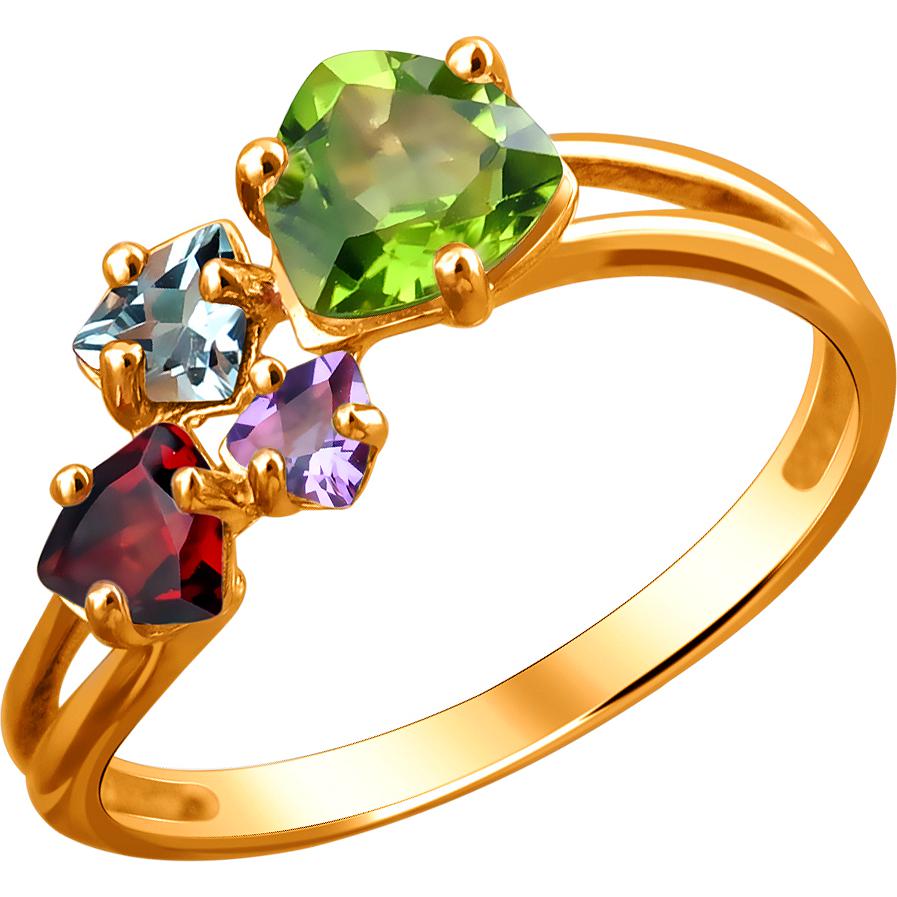 Кольцо с россыпью цветных камней из красного золота (арт. 867195)