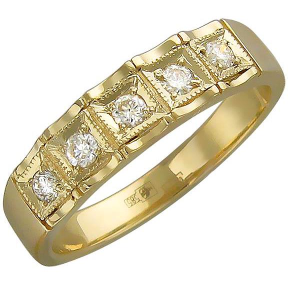 Кольцо с 5 бриллиантами из комбинированного золота (арт. 870754)
