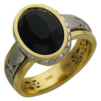 Кольцо с агатом и бриллиантами из комбинированного золота 750 пробы (арт. 872044)