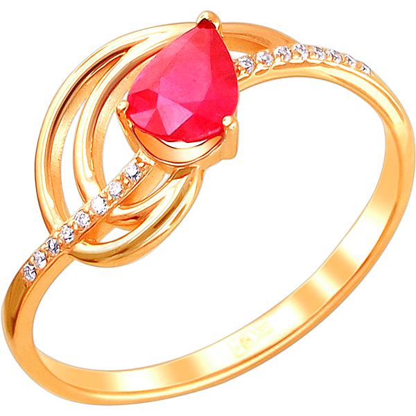 Кольцо с рубином и бриллиантами из красного золота (арт. 872362)