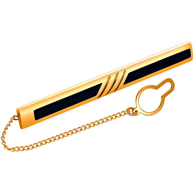 Зажим для галстука с 2 ониксами из красного золота (арт. 874394)