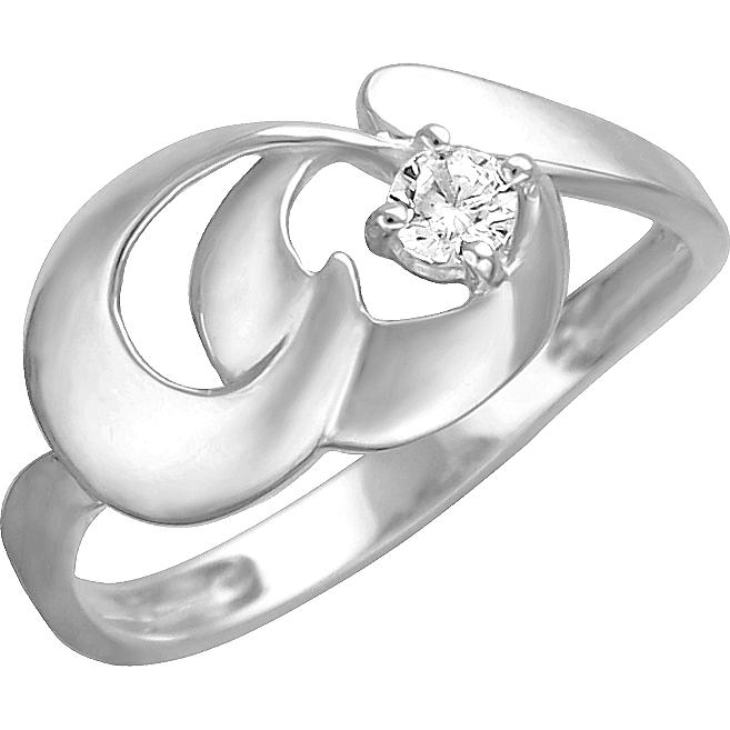 Кольцо с 1 фианитом из серебра (арт. 874776)