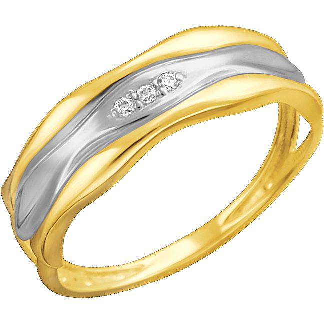 Кольцо с фианитами из жёлтого золота (арт. 878185)