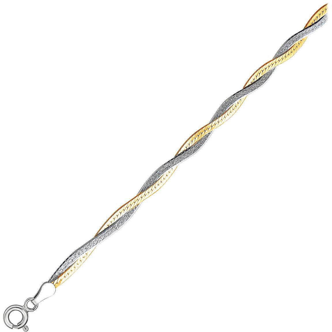 Цепочка плетения "Косичка" из серебра с позолотой (арт. 879447)