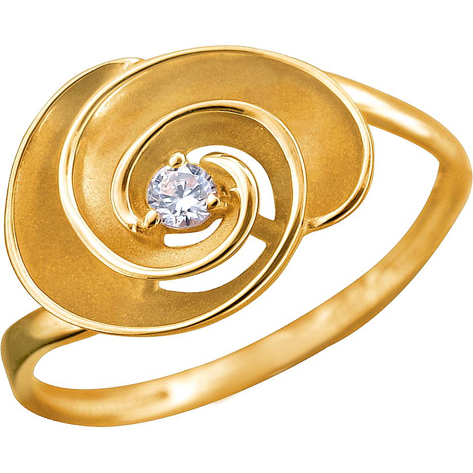 Кольцо с 1 фианитом из жёлтого золота (арт. 881226)