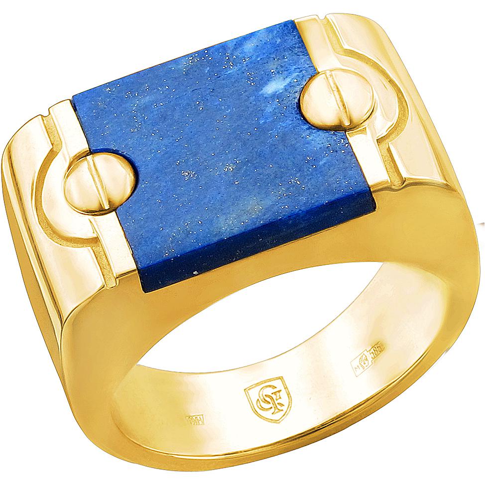 Кольцо с 1 лазуритом из жёлтого золота (арт. 881301)