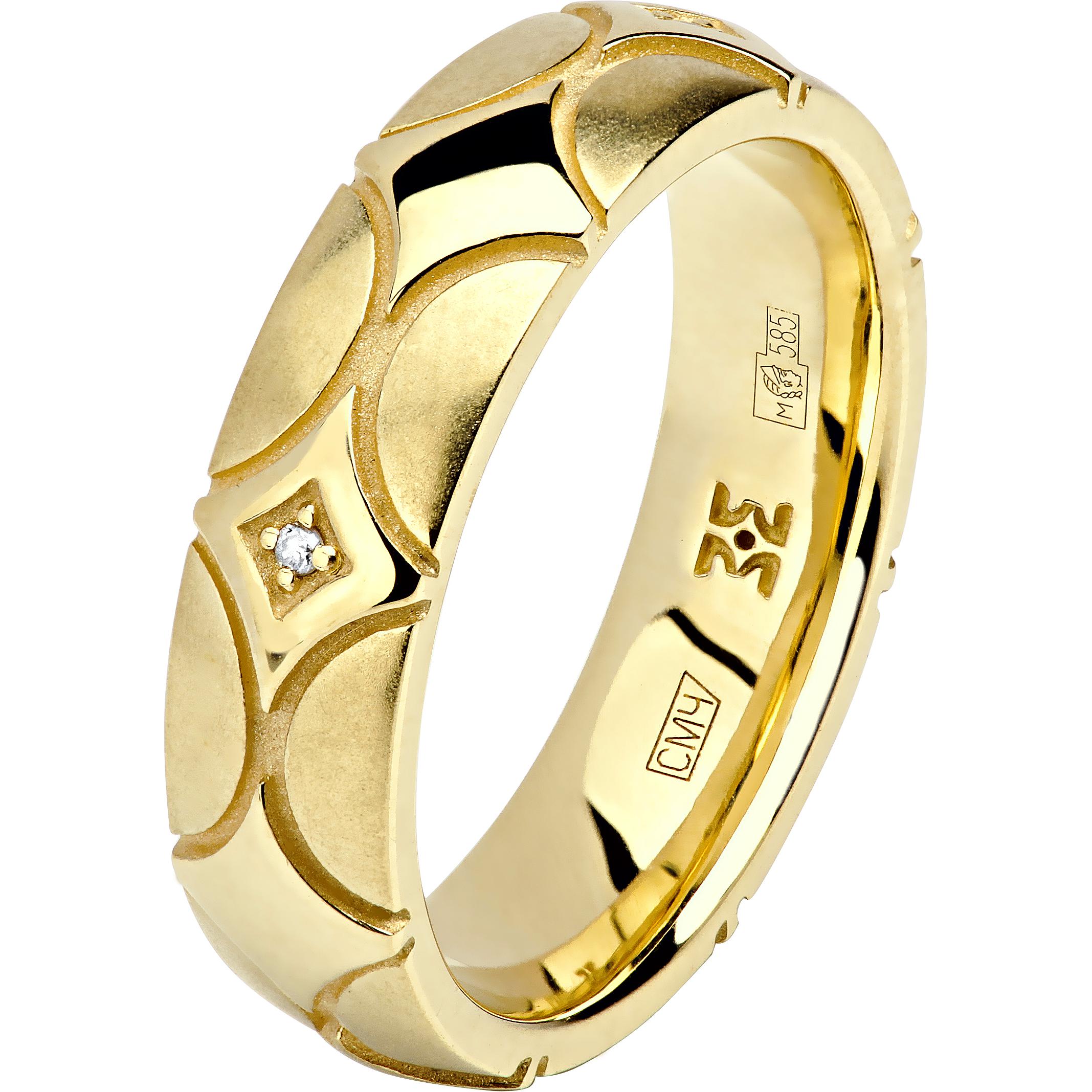 Кольцо с 4 бриллиантами из жёлтого золота (арт. 890342)