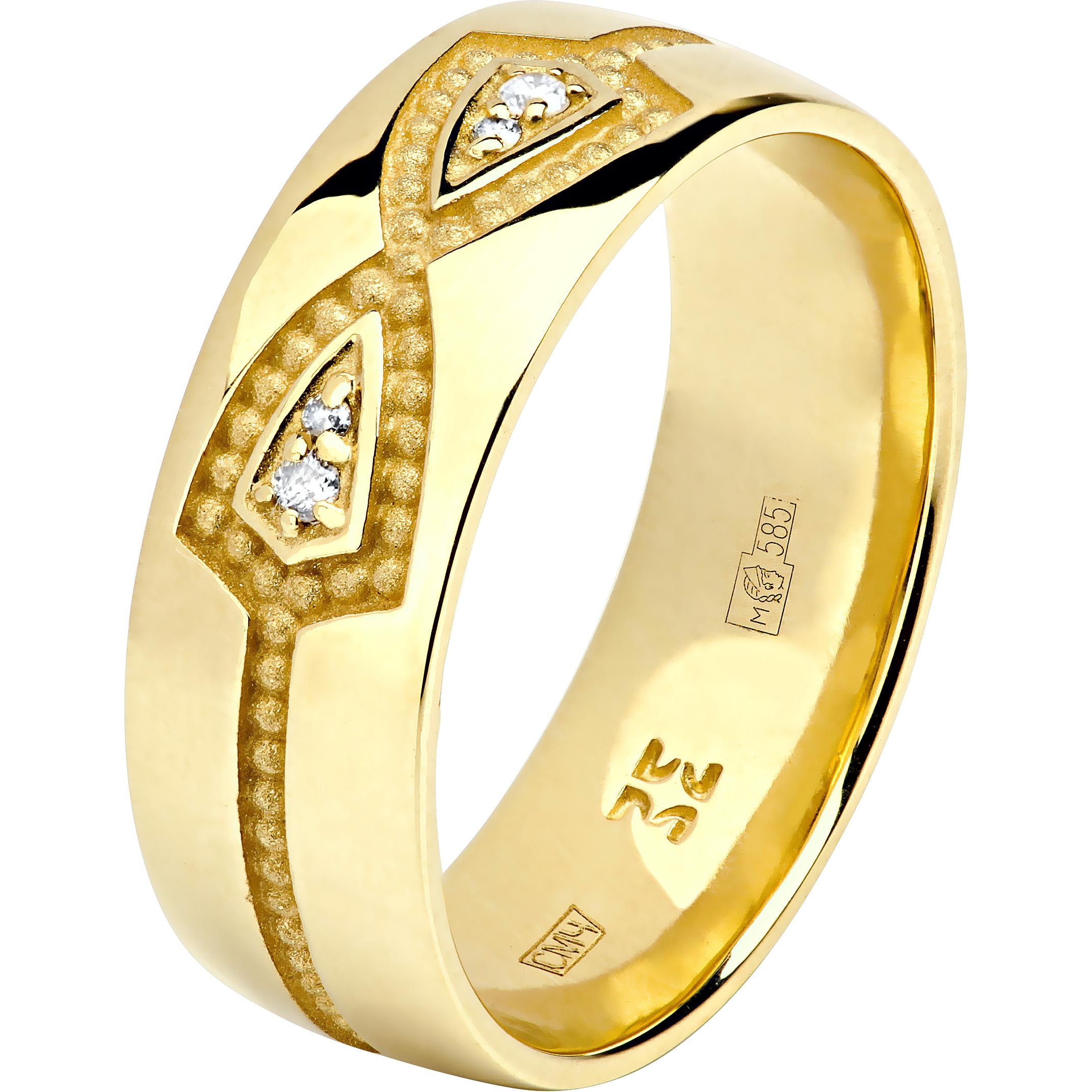Кольцо с 4 бриллиантами из жёлтого золота (арт. 890343)