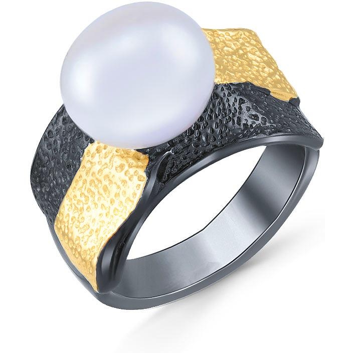 Кольцо с жемчугом из серебра с позолотой (арт. 911768)