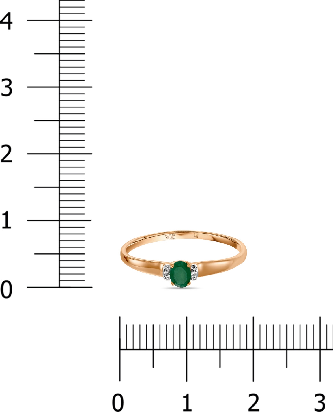 Кольцо с изумрудом и бриллиантами из красного золота (арт. 2000285)