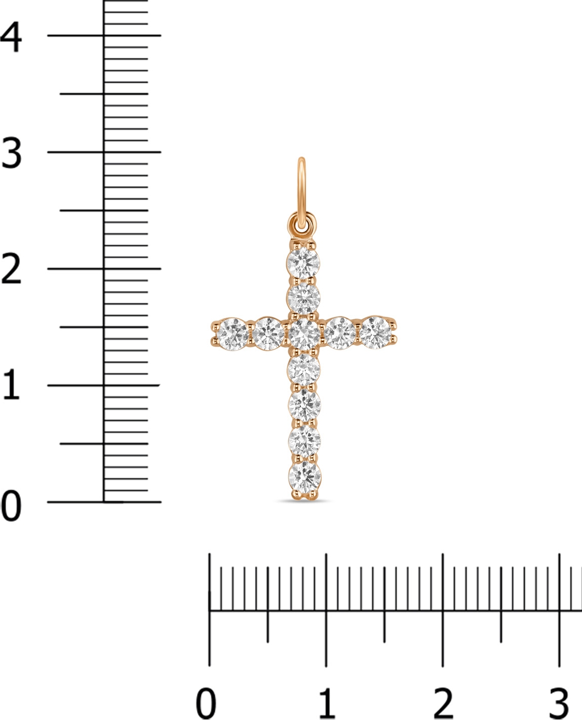 Крестик с 11 фианитами из красного золота (арт. 2000370)