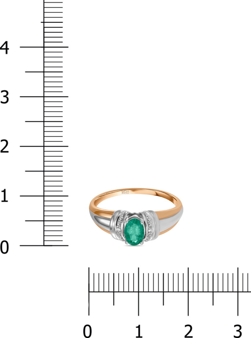 Кольцо с изумрудом и бриллиантами из комбинированного золота (арт. 2001170)