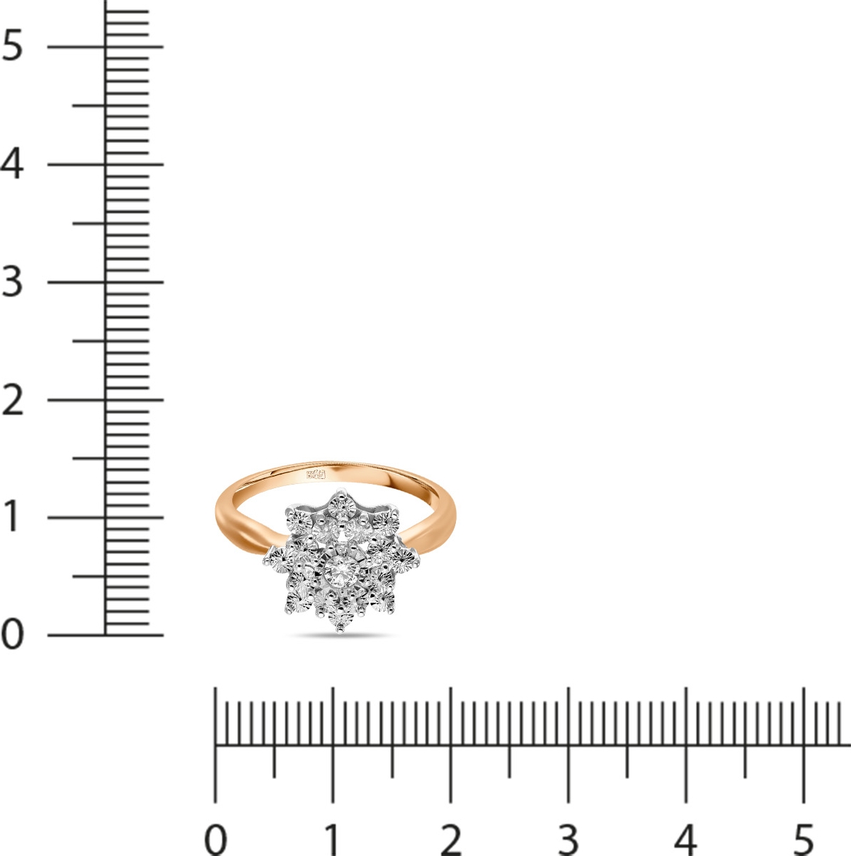 Кольцо Цветок с 1 бриллиантом из красного золота (арт. 2003009)