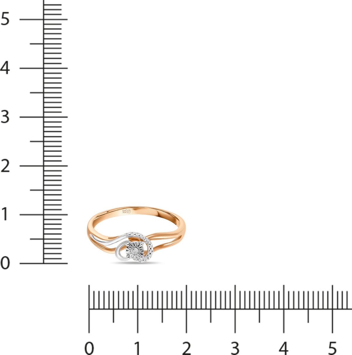 Кольцо с 1 бриллиантом из красного золота (арт. 2003224)