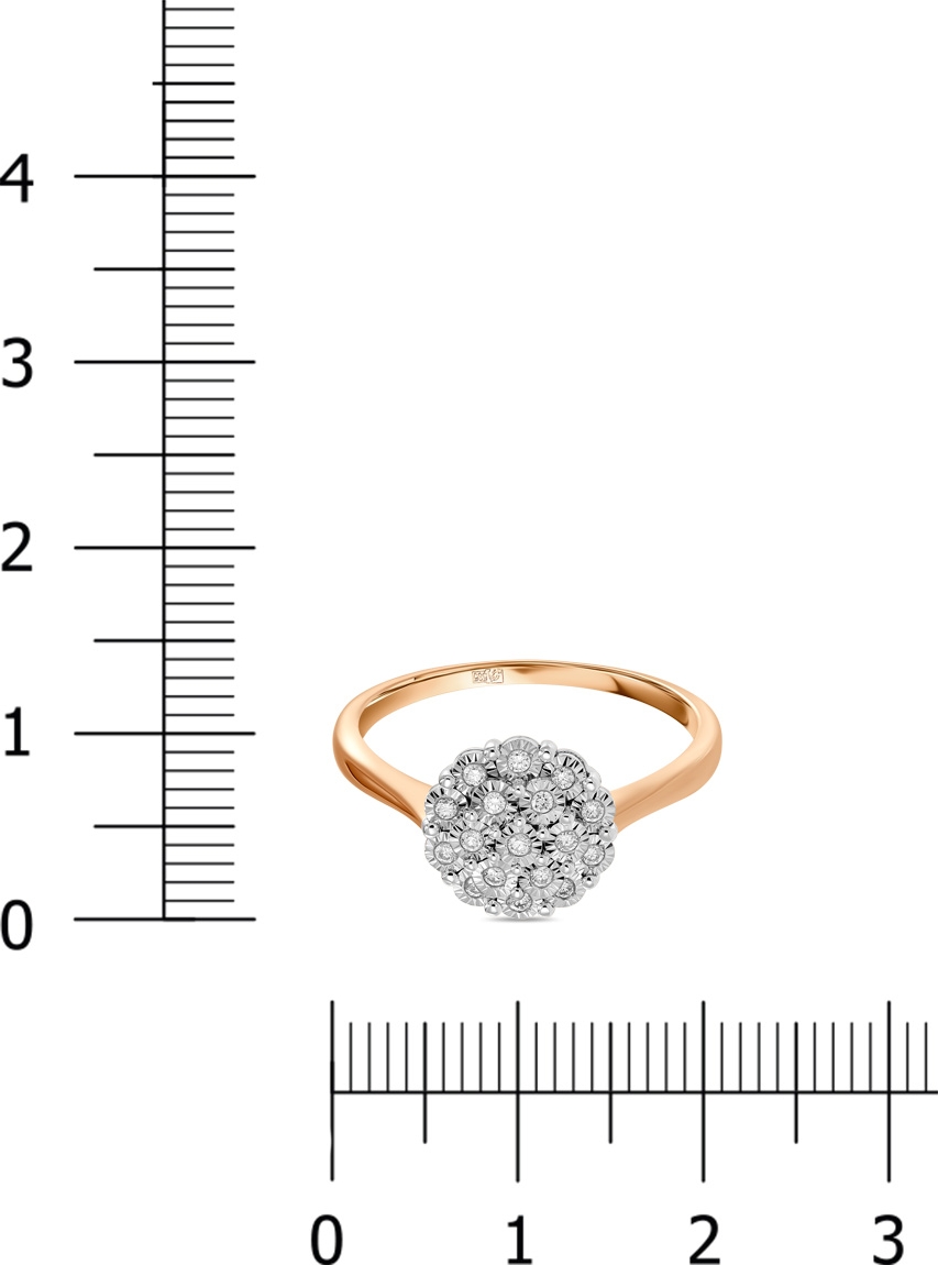 Кольцо с 17 бриллиантами из красного золота (арт. 2003712)