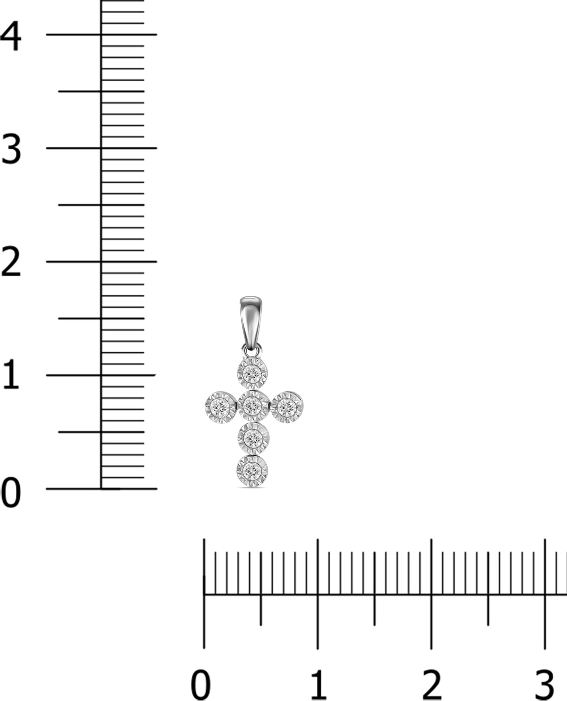 Крестик с 6 бриллиантами из белого золота (арт. 2004282)