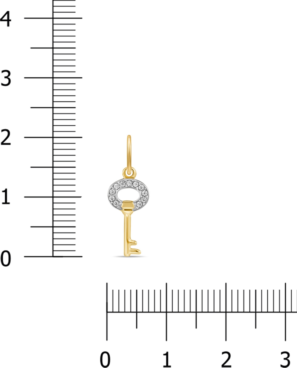 Подвеска Ключ с 11 фианитами из жёлтого золота (арт. 2004368)