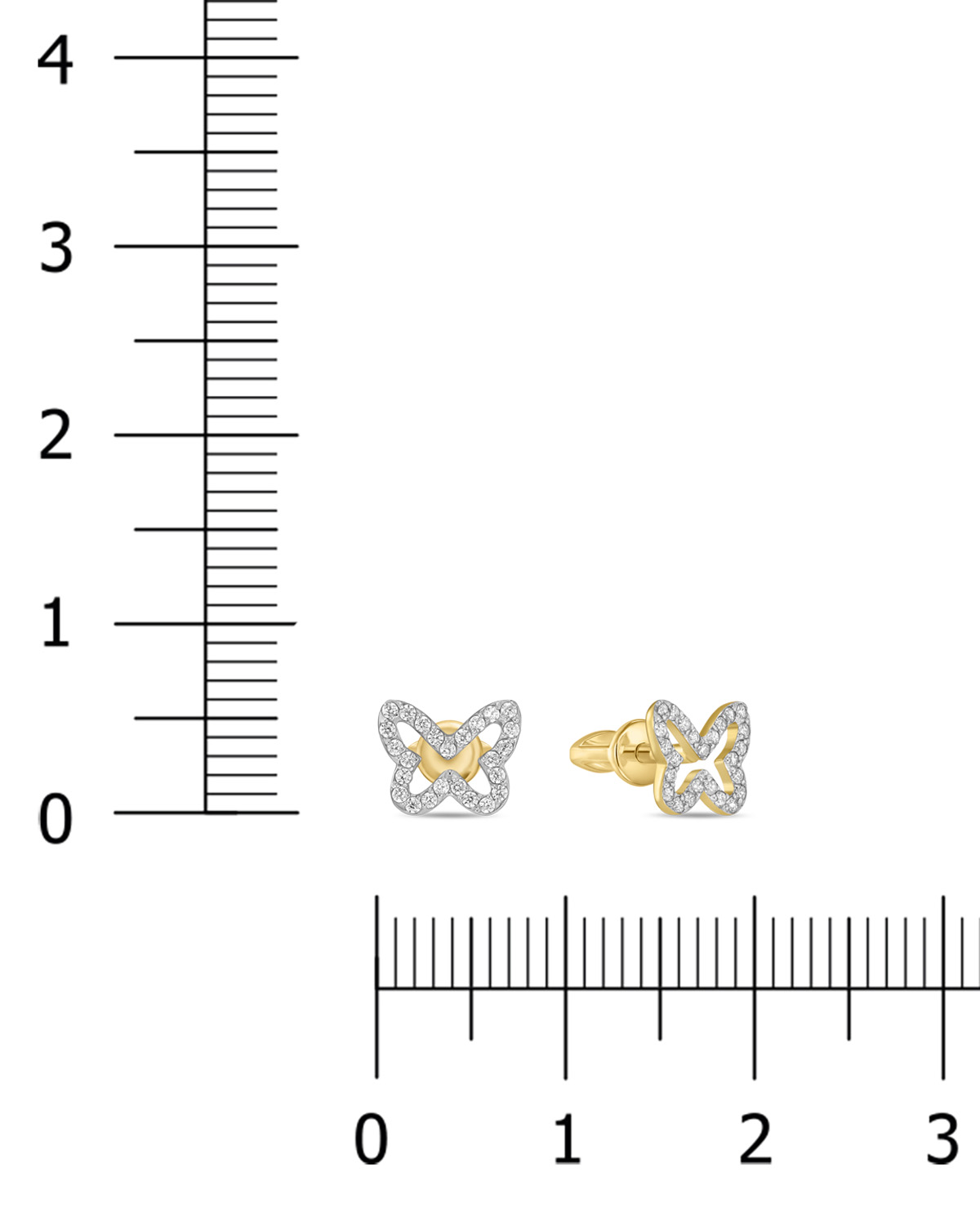 Серьги Бабочки с 50 фианитами из жёлтого золота (арт. 2004400)