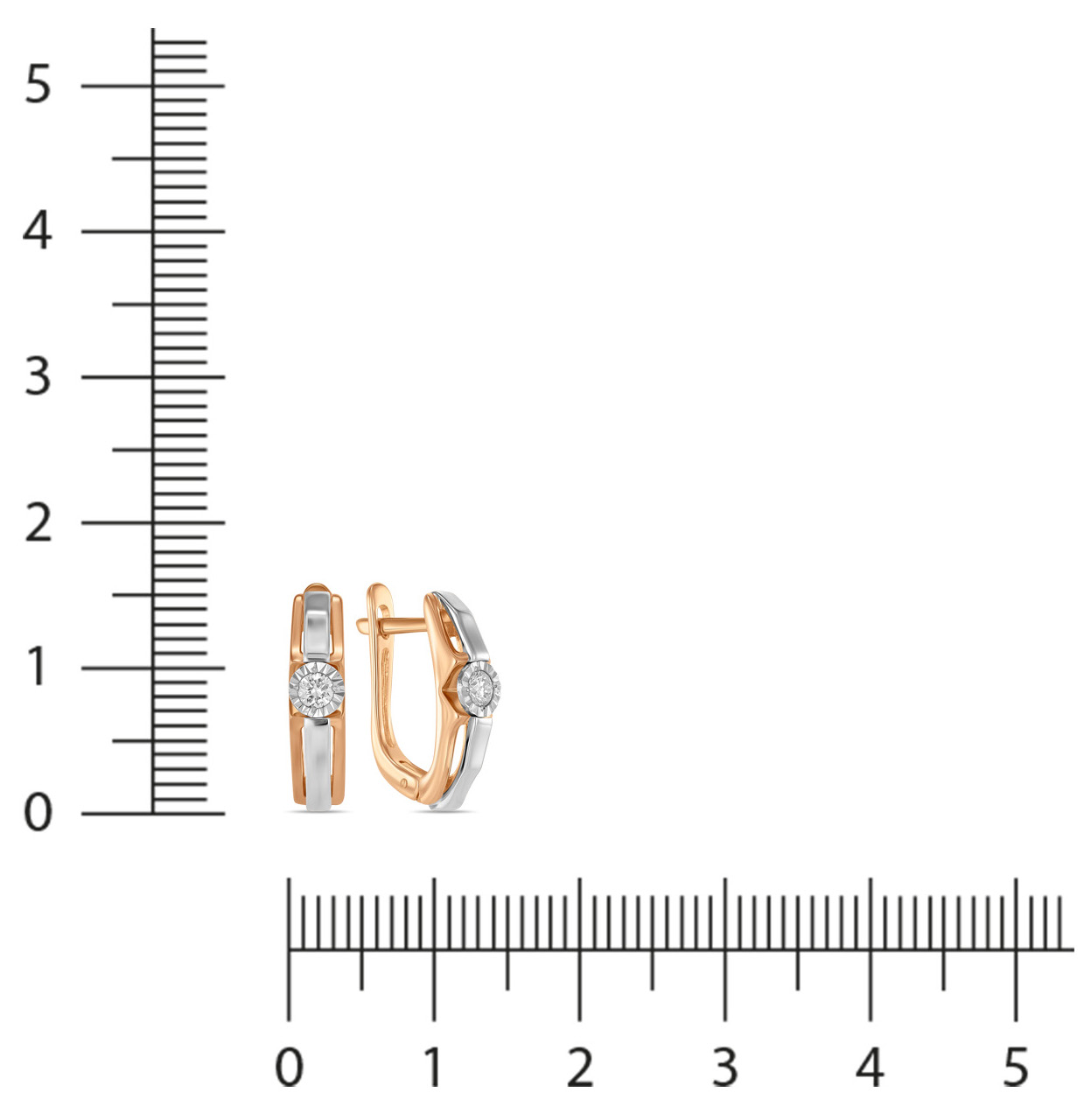 Серьги с 2 бриллиантами из красного золота (арт. 2004764)