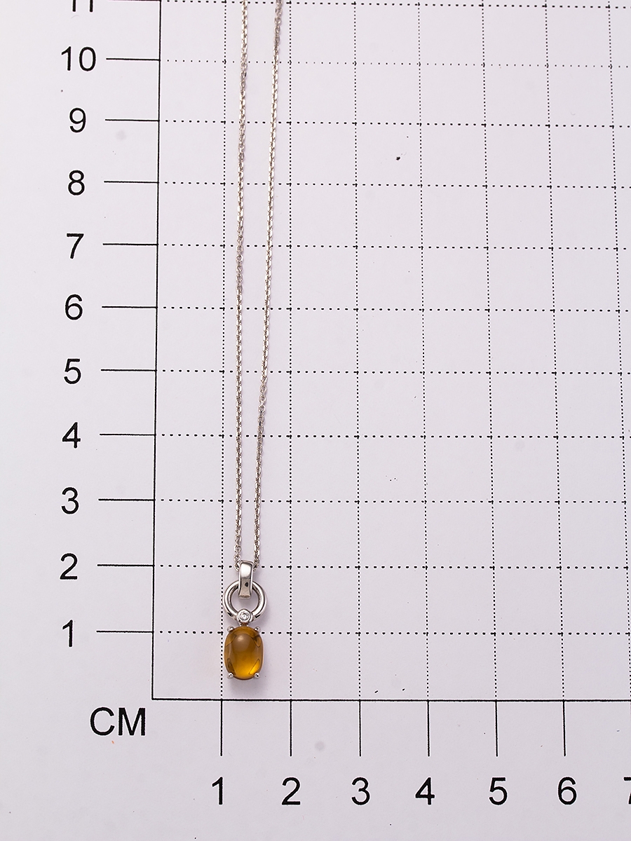 Колье с фианитом и цитрином из серебра (арт. 2056017)