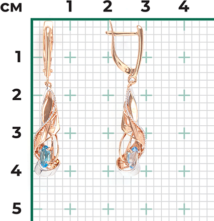Серьги с топазами из красного золота (арт. 2210640)