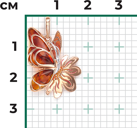 Подвеска с эмалью и янтарем из красного золота (арт. 2210954)