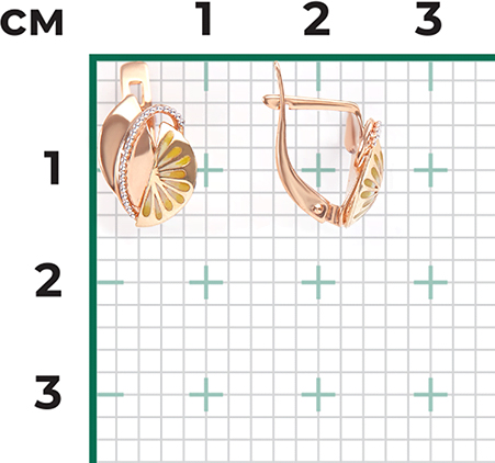 Серьги с эмалью из комбинированного золота (арт. 2212233)