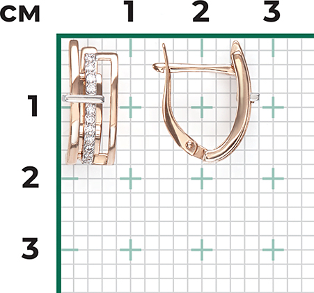 Серьги с фианитами из комбинированного золота (арт. 2212539)