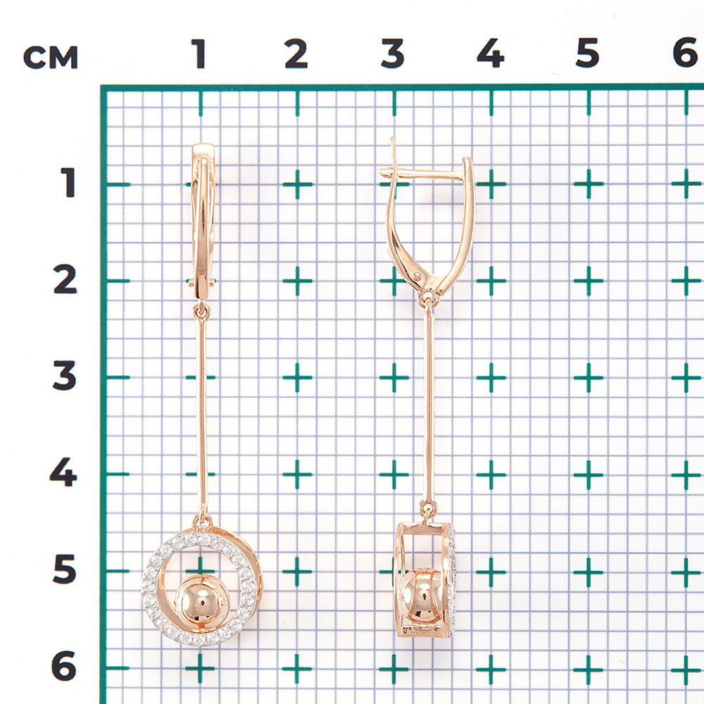 Серьги с фианитами из красного золота (арт. 2212565)