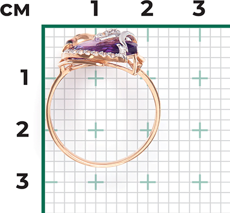 Кольцо с эмалью, аметистами и топазами из красного золота (арт. 2213523)